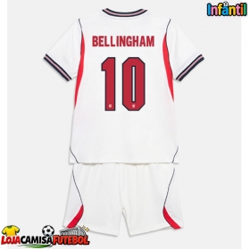Camisa de Futebol Inglaterra Jude Bellingham #10 Equipamento Principal Infantil Mundo 2026 Manga Curta (+ Calças curtas)